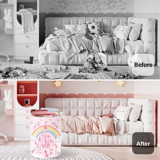 Unyqoos® Betoverende Opvouwbare Regenboog Eenhoorn Kinderwasmand voor Speelgoed en Kleding - 63 Liter Capaciteit