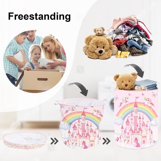 Unyqoos® Betoverende Opvouwbare Regenboog Eenhoorn Kinderwasmand voor Speelgoed en Kleding - 63 Liter Capaciteit