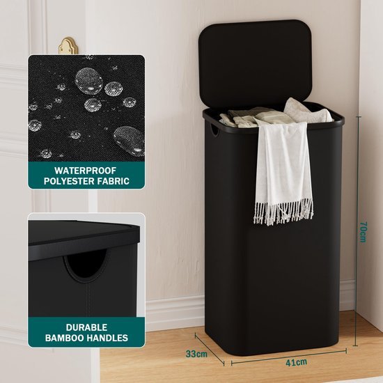 Unyqoos® Stijlvolle Opvouwbare Wasmand met Deksel en Kunststof Handvat voor Handige Wasverzameling