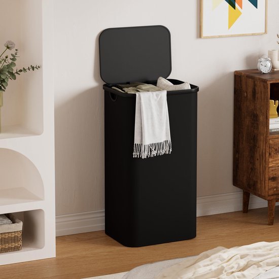 Unyqoos® Stijlvolle Opvouwbare Wasmand met Deksel en Kunststof Handvat voor Handige Wasverzameling