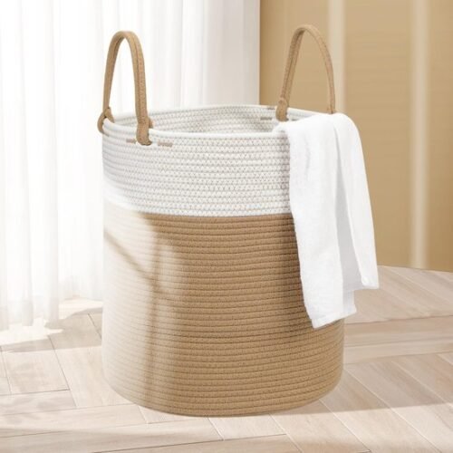 550x550-28829.jpg Unyqoos® Stijlvolle Katoenen Wasmand van 50 Liter met Handvatten voor Elke Kamer