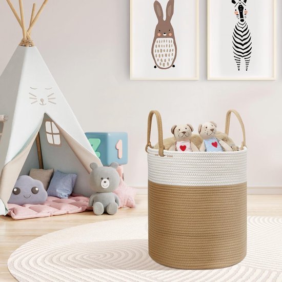 Unyqoos® Stijlvolle Katoenen Wasmand van 50 Liter met Handvatten voor Elke Kamer