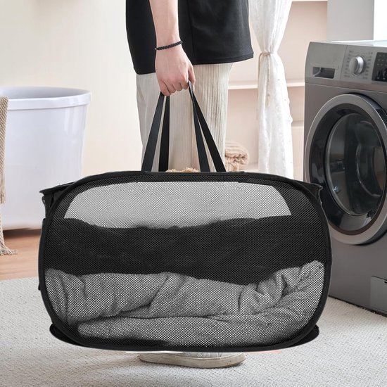 Unyqoos® Handige Opvouwbare Wasmanden Set van Twee voor Reizen, Kamperen en Meer - Zwart