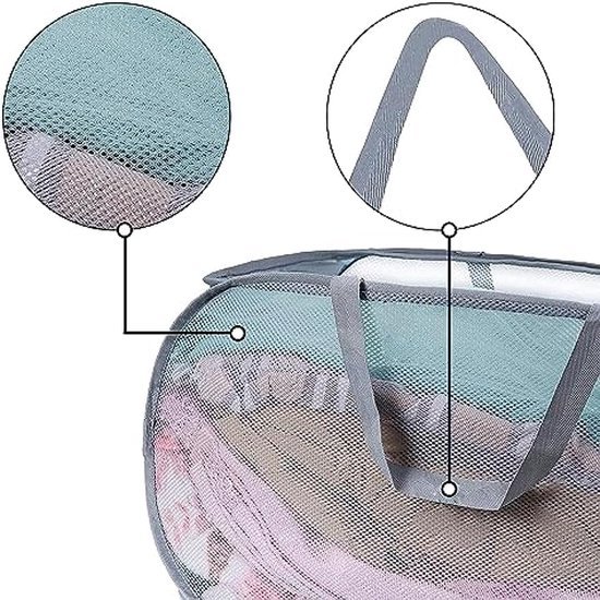 Unyqoos® Handige Opvouwbare Wasmand Set van 2 met Ademende Mesh en Zijvakken voor Reizen en Thuisgebruik