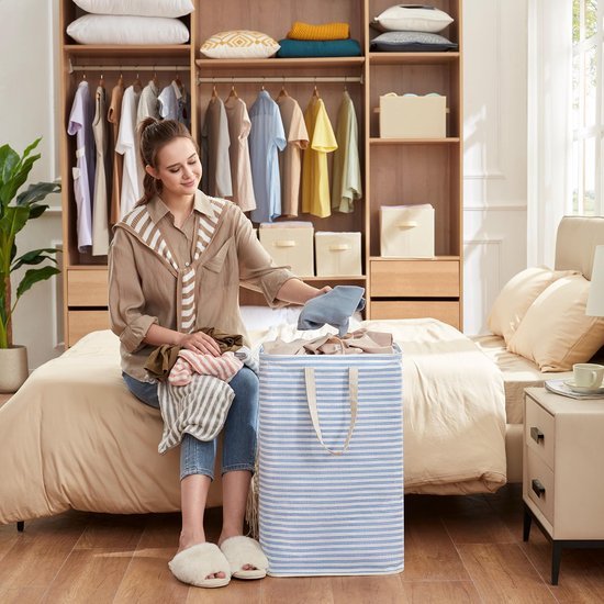 Unyqoos ® Opvouwbare Waterdichte Wasmand van 80 Liter met Handige Handgrepen in Blauw voor Diverse Opbergoplossingen