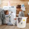 Unyqoos® Stijlvolle Opbergmand van Katoenen Touw met Handige Handgrepen en Leeuwenmotief voor Kinderkamers