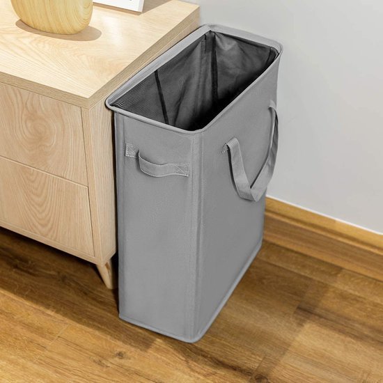 Unyqoos® Compacte, Opvouwbare en Waterdichte Wasmand met Handvat voor Smalle Ruimtes, 45L Capaciteit, Grijs