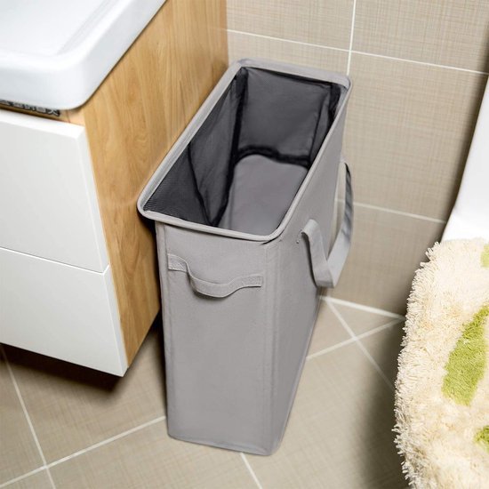 Unyqoos® Compacte, Opvouwbare en Waterdichte Wasmand met Handvat voor Smalle Ruimtes, 45L Capaciteit, Grijs