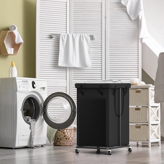 Unyqoos ® Stijlvolle Grote Wasmand met Wielen voor Gemakkelijk Transport en Opslag in Huis