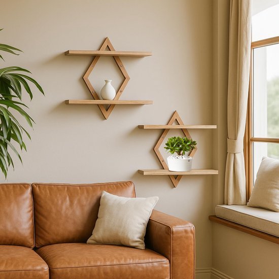 550x550-28874.jpg Unyqoos® Stijlvolle wandplanken set met diamantvormig design voor moderne inrichting
