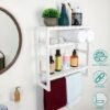 Unyqoos® Decoratief houten wandrek met handdoekhouder voor elke ruimte in huis
