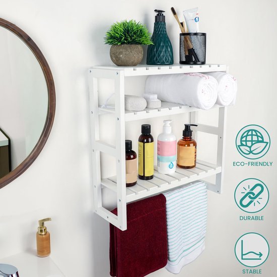 Unyqoos® Decoratief houten wandrek met handdoekhouder voor elke ruimte in huis
