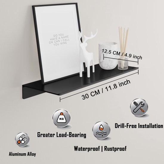 Unyqoos® Zwart metalen wandrek set van 2 voor stijlvolle opbergruimte en decoratie in huis