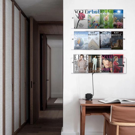 550x550-28916.jpg Unyqoos® Transparante acryl wandrekken set van 3 voor boeken en tijdschriften