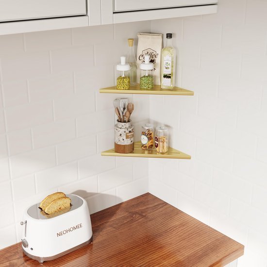 Unyqoos® Roestvrijstalen hoekplank set voor badkamer en keuken organisatie