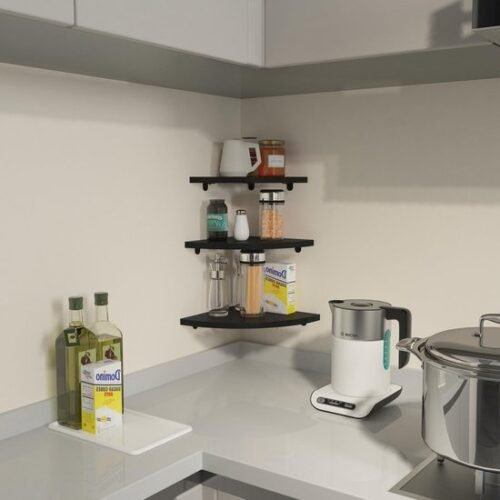 550x550-28944.jpg Unyqoos® Set van 6 Houten Hoekwandrekken voor Badkamer, Woonkamer, Keuken, Kinderkamer of Slaapkamer in Zwart