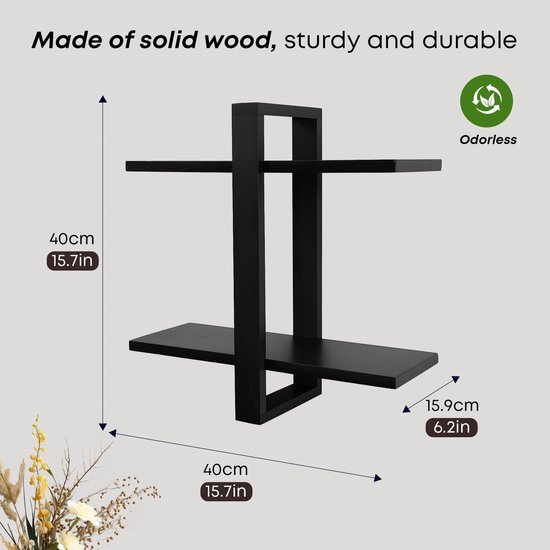 550x550-28949.jpg Unyqoos® Set van 2 zwarte wandplanken voor stijlvolle opbergruimte in elke kamer