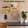 Unyqoos® Houten wandhouder met plank en 6 haken voor sleutel en accessoires