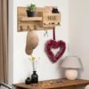 Unyqoos® Houten wandhouder met plank en 6 haken voor sleutel en accessoires