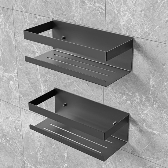 Unyqoos® Roestvrijstalen Doucheplank Set van 2 - Eenvoudige Installatie Zonder Boren voor Badkamer