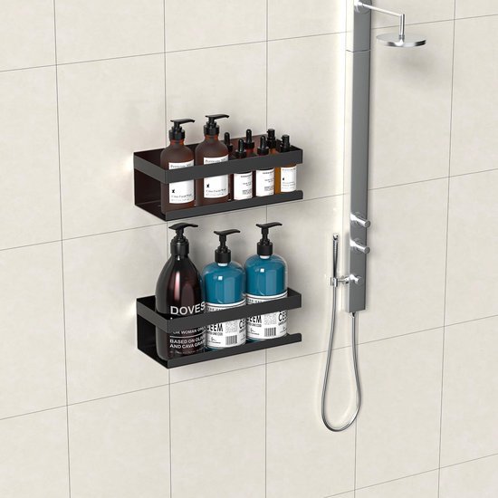 Unyqoos® Roestvrijstalen Doucheplank Set van 2 - Eenvoudige Installatie Zonder Boren voor Badkamer