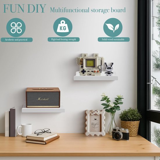 550x550-29036.jpg Unyqoos® Set van 2 rustieke houten wandplanken met beschermrand voor diverse ruimtes