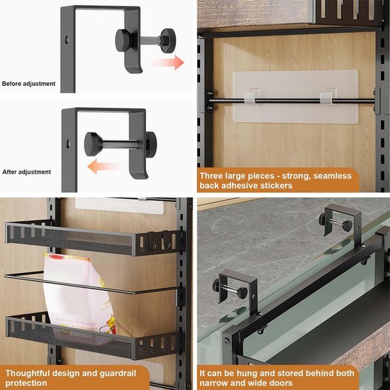 Unyqoos® Metalen deurhanger met verstelbare manden voor keuken en badkamer