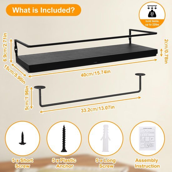 550x550-29092.jpg Unyqoos® Zwevend houten wandrek set met handdoekhouder voor diverse ruimtes