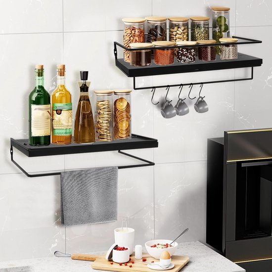 550x550-29094.jpg Unyqoos® Zwevend houten wandrek set met handdoekhouder voor diverse ruimtes