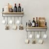 Unyqoos® Ruimtebesparend houten wandrek met handdoekhouder en haken, set van 2 voor diverse ruimtes