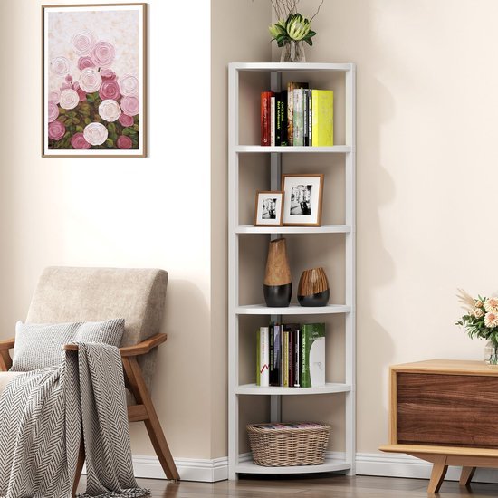 550x550-29120.jpg Unyqoos® Ruimtebesparend hoekrek met zes planken voor veelzijdige opbergruimte