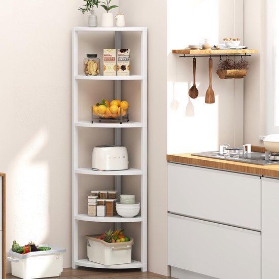 550x550-29121.jpg Unyqoos® Ruimtebesparend hoekrek met zes planken voor veelzijdige opbergruimte