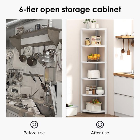 550x550-29122.jpg Unyqoos® Ruimtebesparend hoekrek met zes planken voor veelzijdige opbergruimte