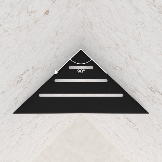550x550-29146.jpg Unyqoos® Zwarte roestvrijstalen hoekplank set voor badkamer en keuken zonder boren