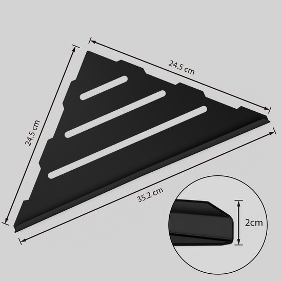 550x550-29147.jpg Unyqoos® Zwarte roestvrijstalen hoekplank set voor badkamer en keuken zonder boren