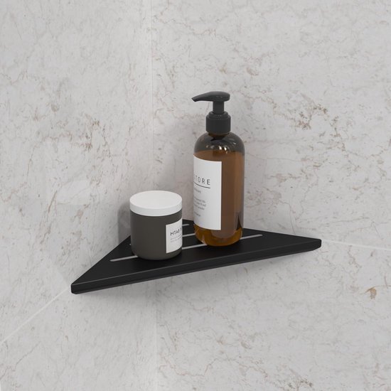 550x550-29148.jpg Unyqoos® Zwarte roestvrijstalen hoekplank set voor badkamer en keuken zonder boren