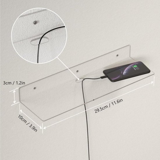 550x550-29162.jpg Unyqoos® Set van vier transparante acryl zwevende planken voor stijlvolle wandopslag