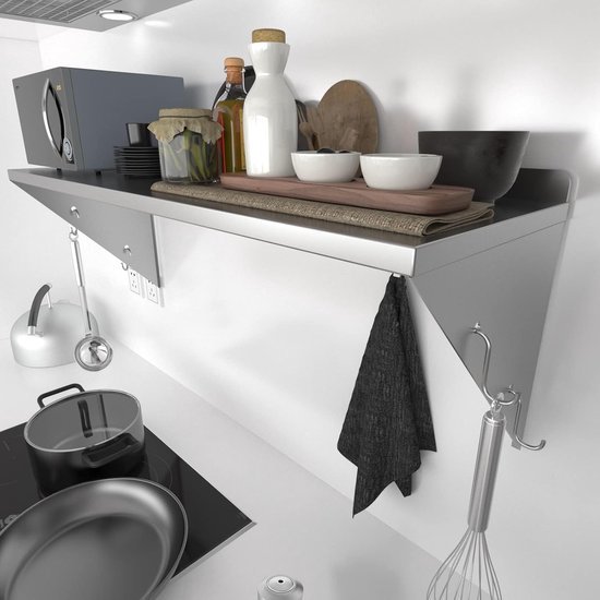 550x550-29184.jpg Unyqoos® Ruim wandrek van roestvrij staal met haken voor keuken en garage