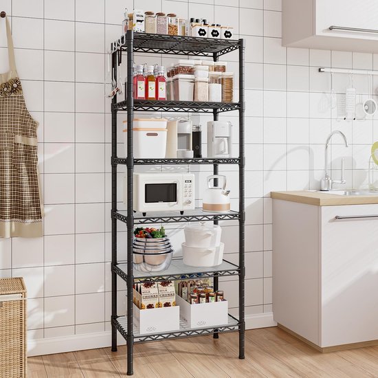 550x550-29234.jpg Unyqoos® Ruim en verstelbaar metalen opbergrek met 6 planken voor elke ruimte