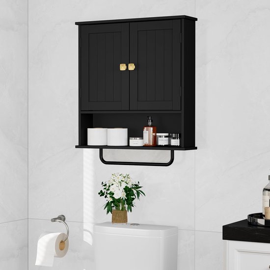 550x550-29273.jpg Unyqoos® Wandkast voor Badkamer met Handdoekhouder en Verstelbare Planken