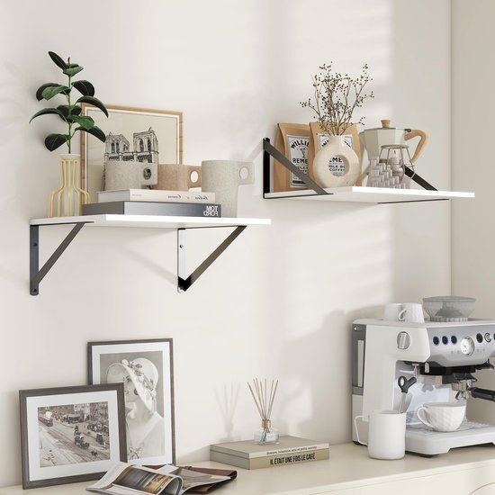 550x550-29315.jpg Unyqoos® Set van twee witte wandplanken met metalen beugels voor elke kamer