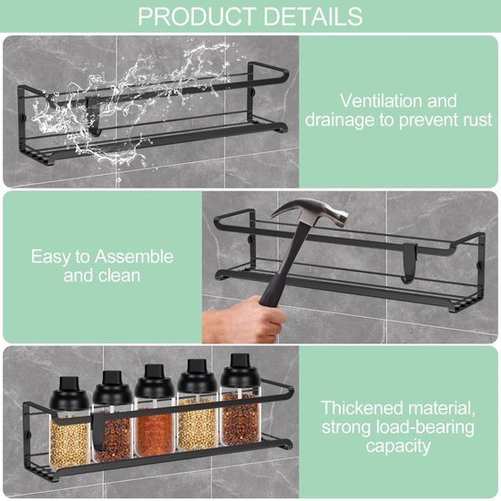 550x550-29362.jpg Unyqoos® Set van vier multifunctionele hangende kruidenrekken voor keuken en badkamer