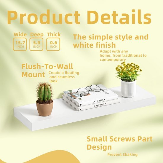 Unyqoos® Moderne zwevende wandplanken voor stijlvolle opslag en decoratie in huis, set van 3