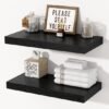 Unyqoos® Diepe zwarte wandplanken set van 2 voor veelzijdige opbergruimte en decoratie