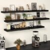 Unyqoos® Diepe zwarte wandplanken set van 2 voor veelzijdige opbergruimte en decoratie
