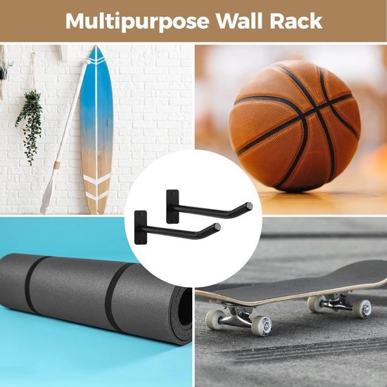 550x550-29403.jpg Unyqoos® Wandrek voor Sportballen en Fitnessaccessoires met Vier Opbergrekken