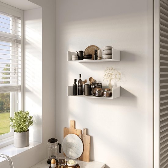 Unyqoos® Set van 2 moderne witte wandplanken voor veelzijdige opbergruimte