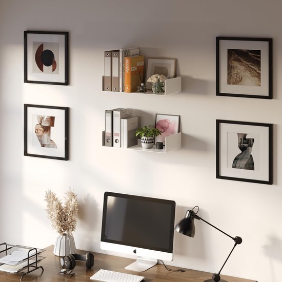 Unyqoos® Set van 2 moderne witte wandplanken voor veelzijdige opbergruimte