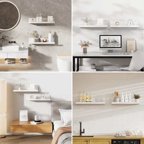 550x550-29422.jpg Unyqoos® Zwevende witte wandrekken set zonder boren voor diverse ruimtes