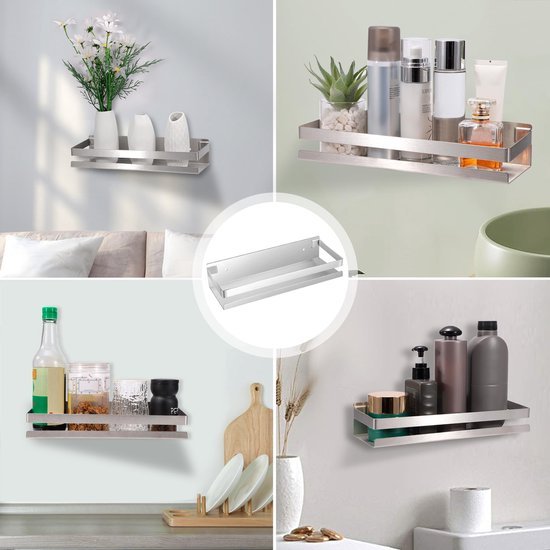 Unyqoos® Premium Roestvrijstalen Wandgemonteerd Doucherek voor Badkamer en Keuken van 30 cm - Zilver